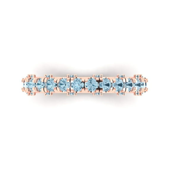 3.13 ct Brilliant Round Cut Natural Sky Blue Topaz 14k Rose Gold Eternity Band SZ 8.75