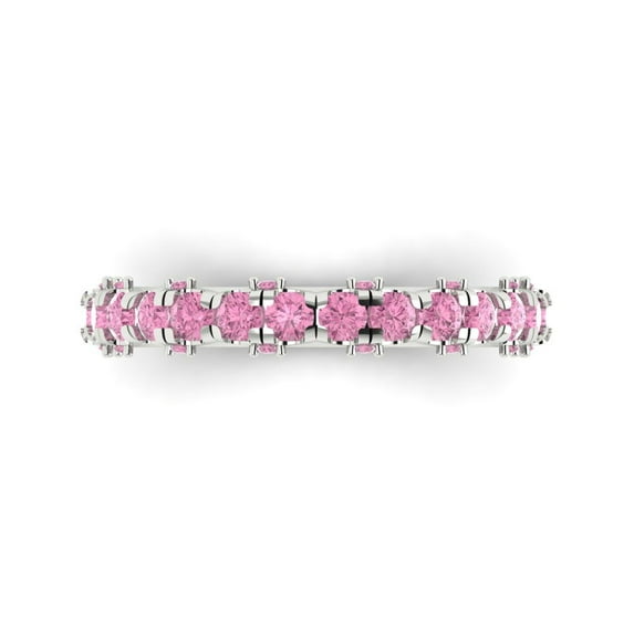 3.13 ctw Wedding Band for Women - 18K White Gold Simulated Pink Diamond Stackable Eternity Ring