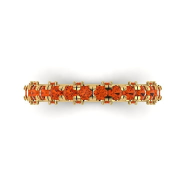 3.13 ct Brilliant Round Cut Simulated Red Diamond 14k Yellow Gold Eternity Band SZ 4.75