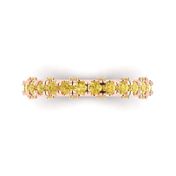 3.13 ctw Wedding Band for Women - 14K Rose Gold Natural Citrine Stackable Eternity Ring