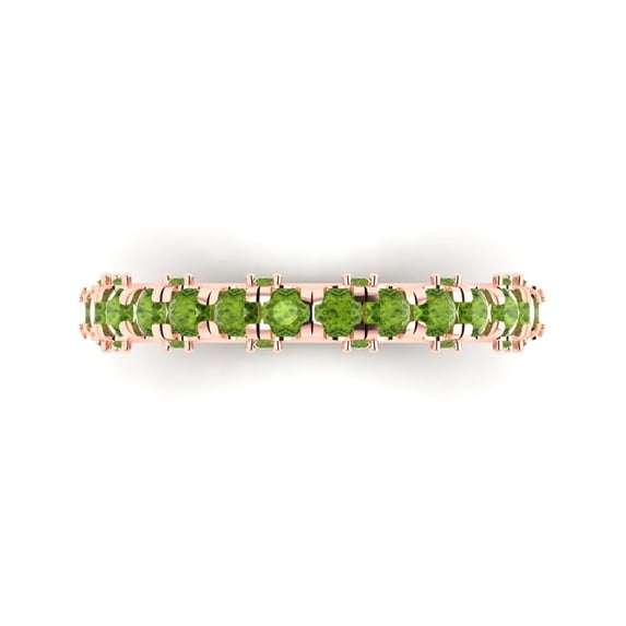 3.13 ctw Wedding Band for Women - 14K Rose Gold Natural Peridot Stackable Eternity Ring