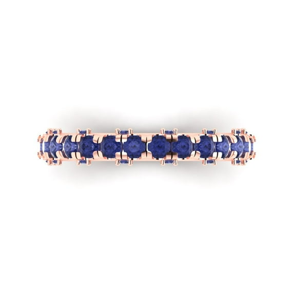 3.13 ctw Wedding Band for Women - 14K Rose Gold Simulated Tanzanite Stackable Eternity Ring