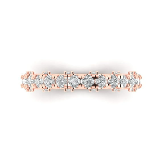 3.13 ctw Wedding Band for Women - 14K Rose Gold White Sapphire Stackable Eternity Ring