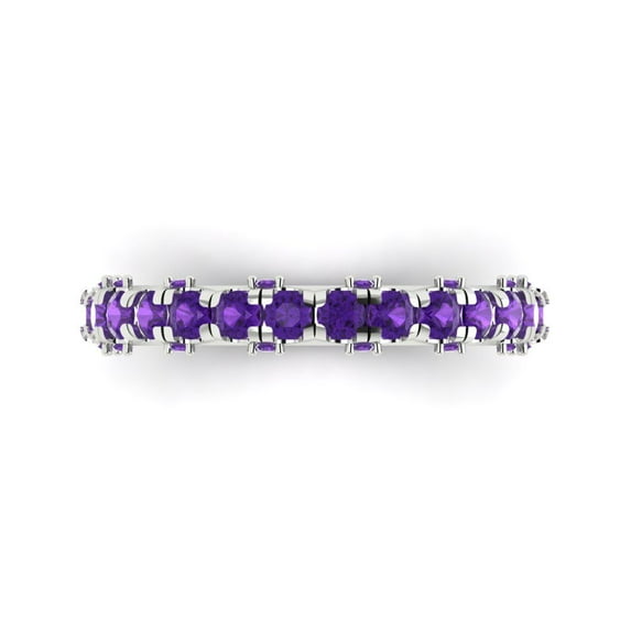 3.13 ctw Wedding Band for Women - 14K White Gold Natural Amethyst Stackable Eternity Ring