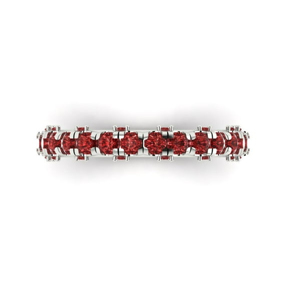 3.13 ctw Wedding Band for Women - 14K White Gold Natural Garnet Stackable Eternity Ring