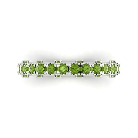 3.13 ctw Wedding Band for Women - 14K White Gold Natural Peridot Stackable Eternity Ring