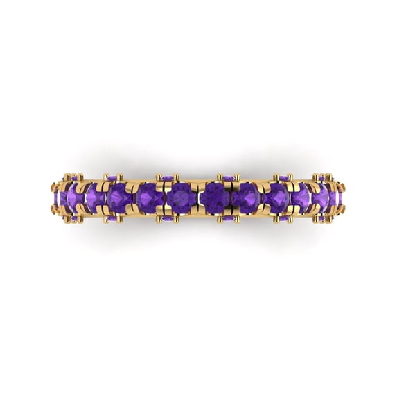 3.13 ctw Wedding Band for Women - 14K Yellow Gold Natural Amethyst Stackable Eternity Ring