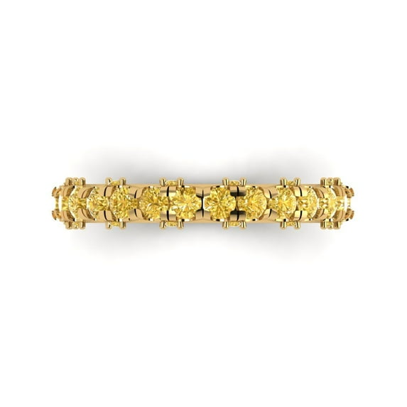 3.13 ctw Wedding Band for Women - 14K Yellow Gold Natural Citrine Stackable Eternity Ring