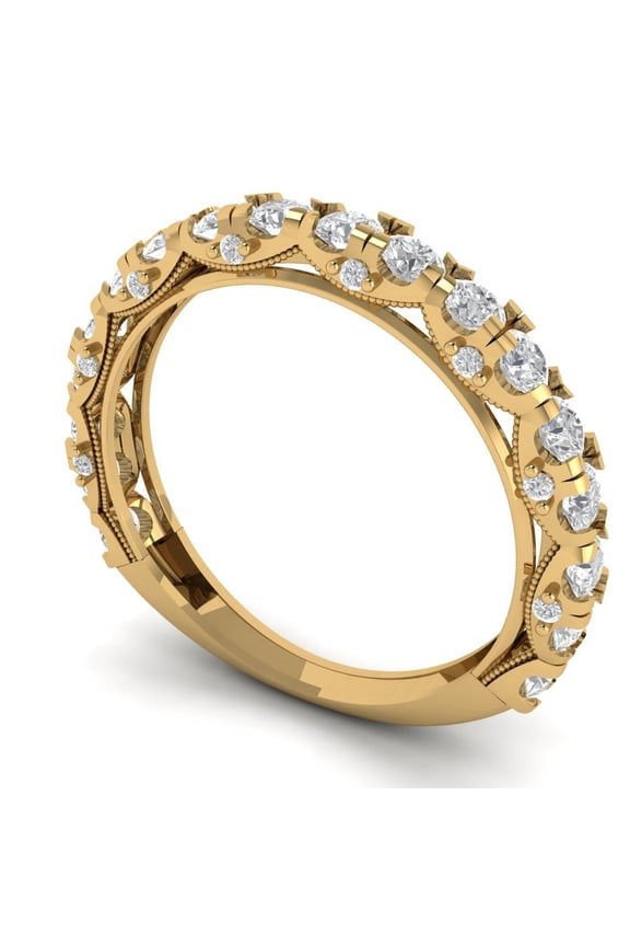 3.13 ctw Wedding Band for Women - 14K Yellow Gold Simulated Diamond Stackable Eternity Ring