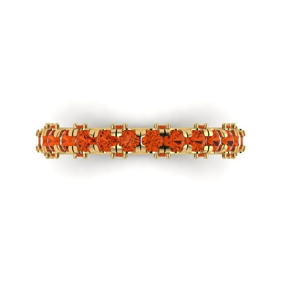 3.13 ctw Wedding Band for Women - 14K Yellow Gold Simulated Red Diamond Stackable Eternity Ring