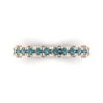 thumbnail image 1 of 3.13 ctw Wedding Band for Women - 18K Rose Gold Blue Moissanite Stackable Eternity Ring, 1 of 6