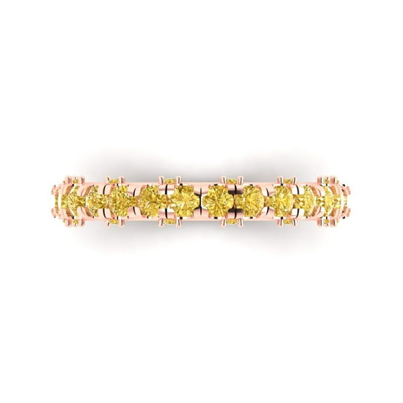 3.13 ctw Wedding Band for Women - 18K Rose Gold Natural Citrine Stackable Eternity Ring