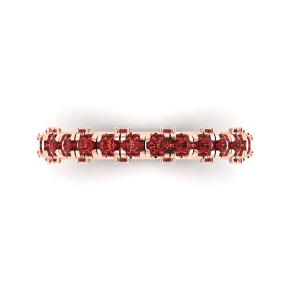 3.13 ctw Wedding Band for Women - 18K Rose Gold Natural Garnet Stackable Eternity Ring