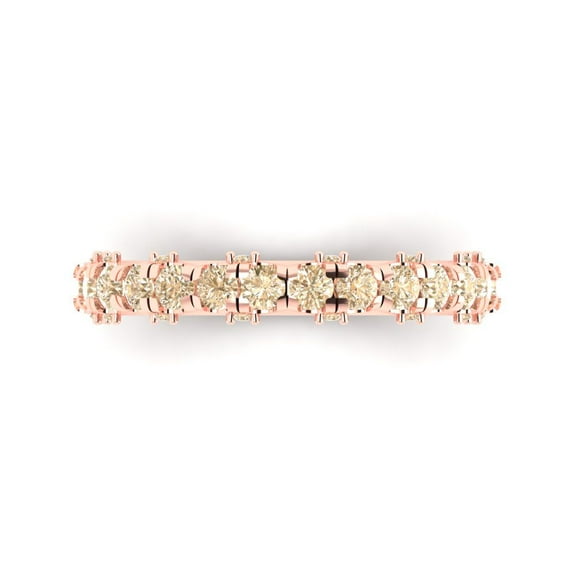 3.13 ctw Wedding Band for Women - 18K Rose Gold Natural Morganite Stackable Eternity Ring