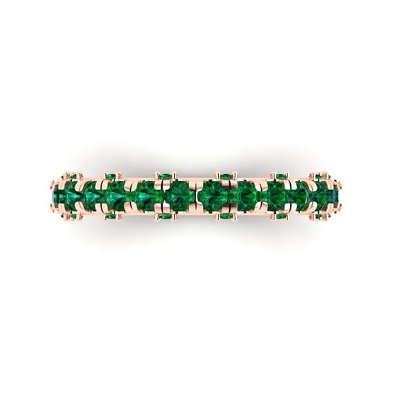 3.13 ctw Wedding Band for Women - 18K Rose Gold Simulated Emerald Stackable Eternity Ring