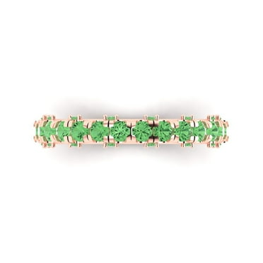 3.13 ctw Wedding Band for Women - 18K Rose Gold Simulated Green Diamond Stackable Eternity Ring