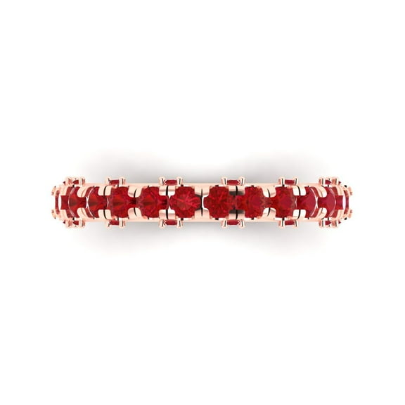 3.13 ctw Wedding Band for Women - 18K Rose Gold Simulated Ruby Stackable Eternity Ring