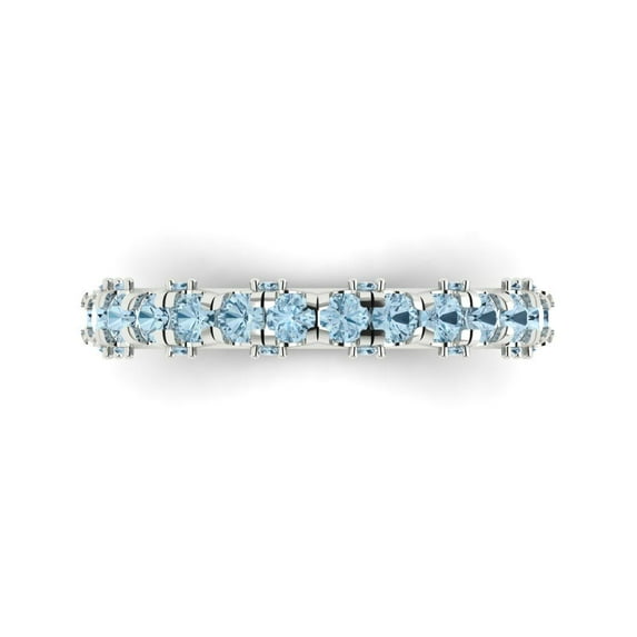 3.13 ctw Wedding Band for Women - 18K White Gold Natural Swiss Blue Topaz Stackable Eternity Ring