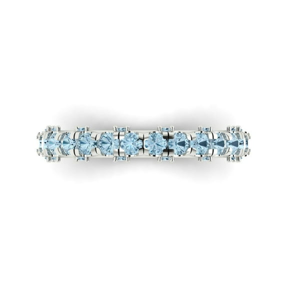 3.13 ctw Wedding Band for Women - 18K White Gold Simulated Blue Sapphire Stackable Eternity Ring