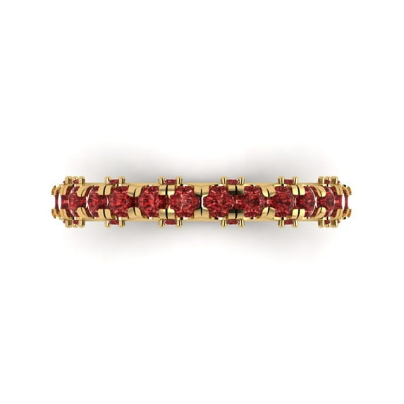 3.13 ctw Wedding Band for Women - 18K Yellow Gold Natural Garnet Stackable Eternity Ring