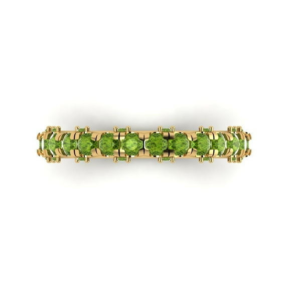 3.13 ctw Wedding Band for Women - 18K Yellow Gold Natural Peridot Stackable Eternity Ring