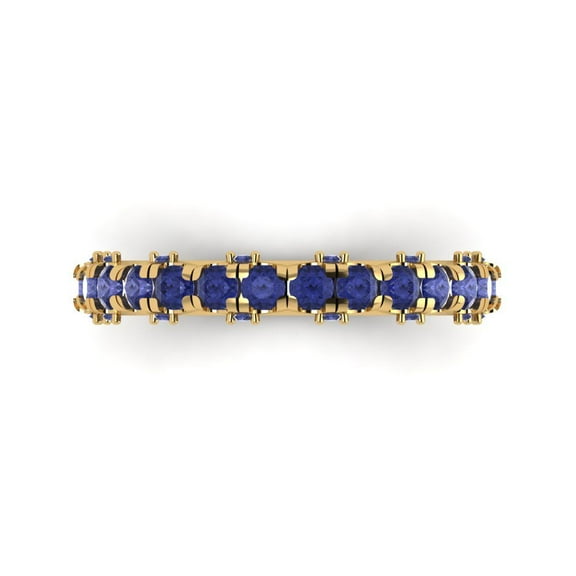 3.13 ctw Wedding Band for Women - 18K Yellow Gold Simulated Tanzanite Stackable Eternity Ring