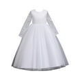 thumbnail image 1 of 3-13T Girls White Dresses Long Sleeve Floral Wedding Maxi Dress Kids Princess Pageant Lace Dresses, 1 of 5
