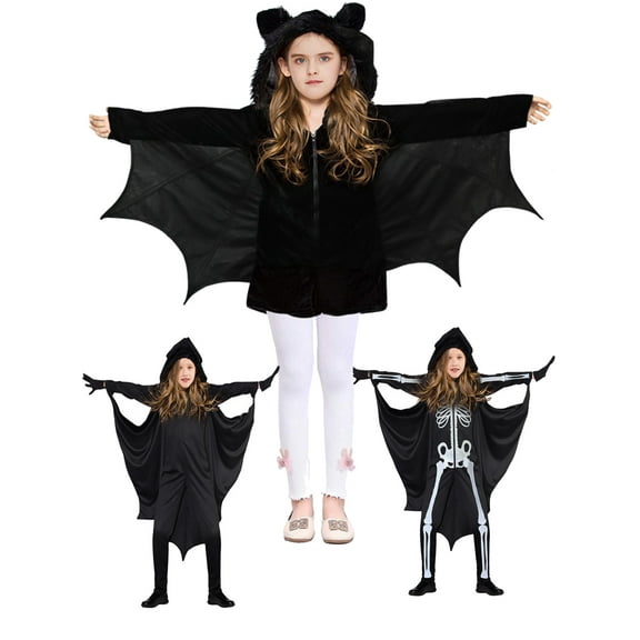 3-13T Kids Toddler Unisex Vampire Bat Costume, Boys Girls Jumpsuit Halloween Cosplay Costume Set