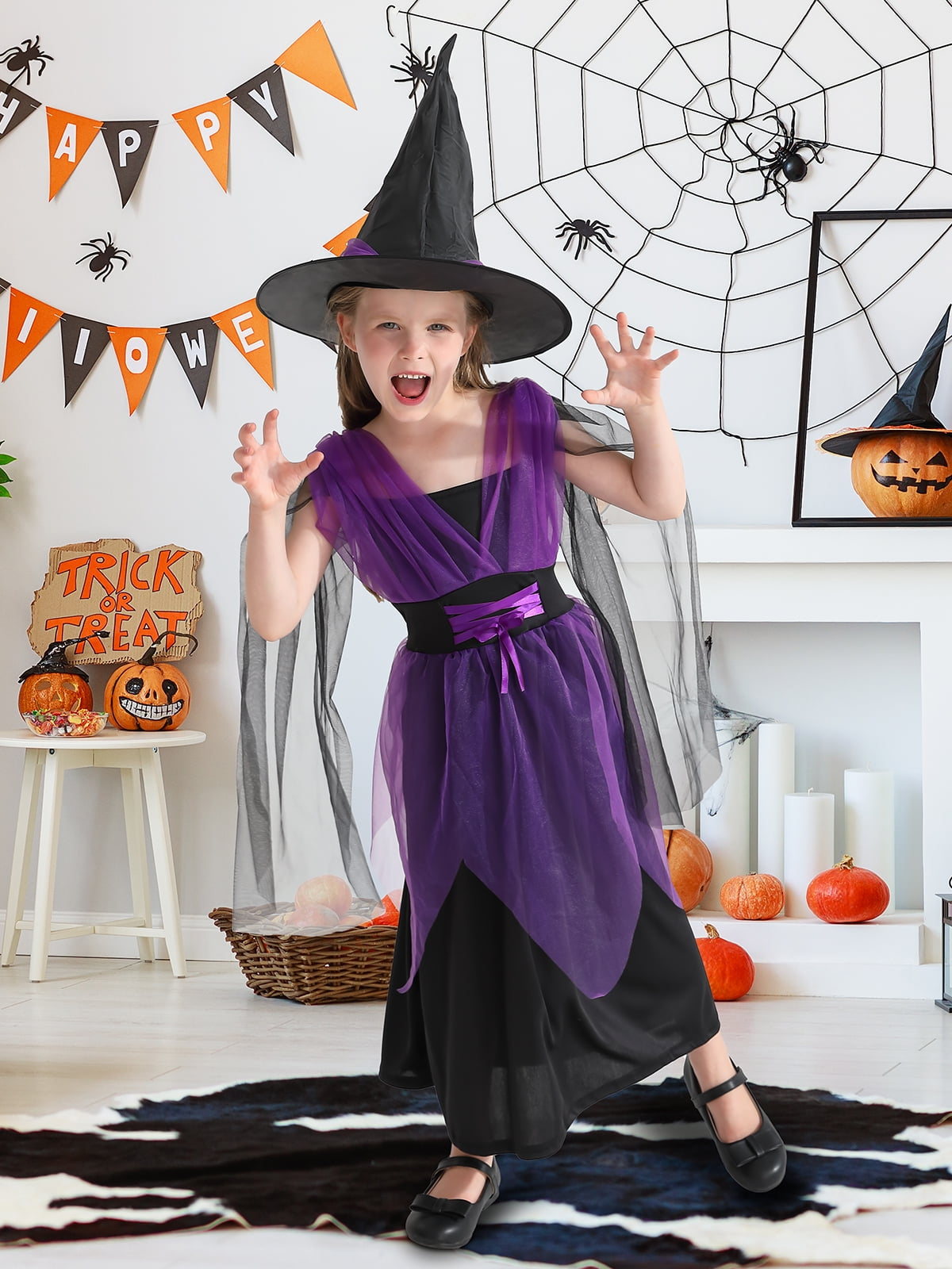 3-13Y Girls Halloween Carnival Party Witch Bat Cosplay Dress Toddler Teens  Halloween Costume Dress Up Outfits - Walmart.com