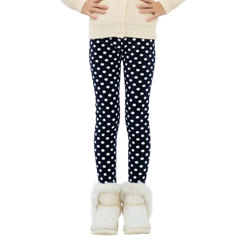 3-13Years Girls Fleece Lined Leggings Winter Warm Pants with Ruffle Warm  Thick Velvet Knit Tights Thermal Pant Trouser 