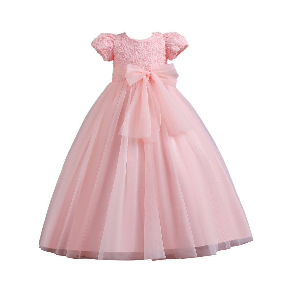 Ivory Lace A-Line Flower Girl Dress – Long Gown, Princess Style, Wedding & Party, Girls Midi