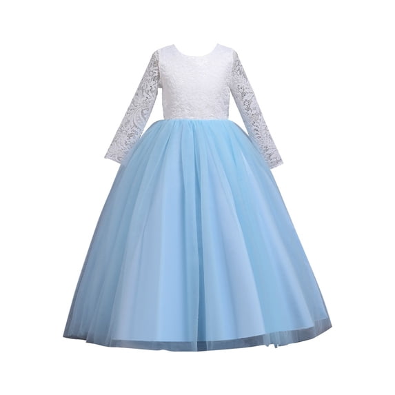 3-13Years Kids Girl Long Sleeve Princess Pageant Dresses