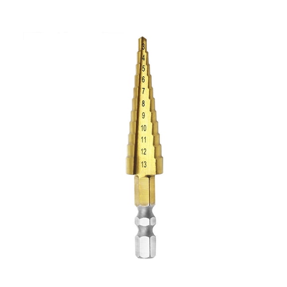3-13mm HSS for Titanium Coated Step Drill Bit Cone Hex Shank Reaming Power Tools for Metal Wood