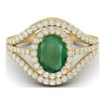 thumbnail image 1 of 3.14 Cts Oval Cut Solitaire Emerald Halo Three Layer 925 Sterling Silver Gold Vermeil Accent Valentines Day Gifts Ring, 1 of 3