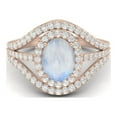 thumbnail image 1 of 3.14 Cts Oval Cut Solitaire Moonstone Halo Three Layer 925 Sterling Silver Rose Vermeil Accent Mother's Day Gift Ring, 1 of 3