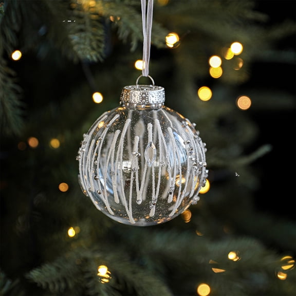 3.14 Inch Clear Christmas Balls Ornaments for Xmas Tree Holiday Xmas Decorations, Shatterproof Plastic Balls, White Christmas Ornaments