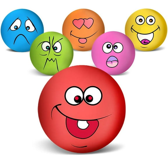 3.14" Squeaky Dog Toys Funny Smile Face Chewing Latex Rubber Soft Fetch Play Interactive Squeaky Dog Balls for Puppy Small Medium Pet Dog (6PCS)