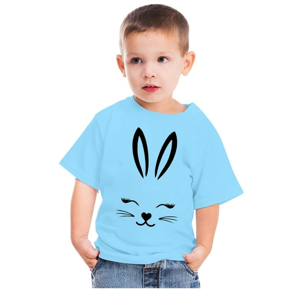 3-14 Years Easter Shirts for Girls Boys,Cute Toddler Rabbit Shirt,Casual Summer Round Neck Happy Easter Short Sleeve Tee Tops Pullover ,Toddler Easter Bunny Shirts