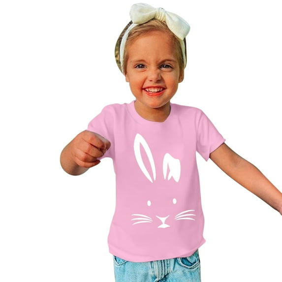3-14 Years Easter Shirts for Girls Boys,Cute Toddler Rabbit Shirt,Casual Summer Round Neck Happy Easter Short Sleeve Tee Tops Pullover ,Toddler Easter Bunny Shirts