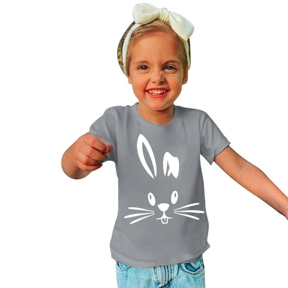 3-14 Years Easter Shirts for Girls Boys,Cute Toddler Rabbit Shirt,Casual Summer Round Neck Happy Easter Short Sleeve Tee Tops Pullover ,Toddler Easter Bunny Shirts