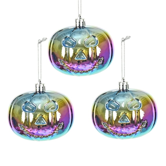 3.14 in. Halloween Eerie Ghost Face Balls 3 Pcs — Colorful Finish with Creepy Shadow Accents, Halloween Decorations for Porch Ceilings, Tree Branches & Entryway Displays — perfect for Costume Parties
