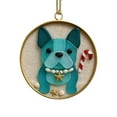 thumbnail image 1 of 3.14Inch Sea Glass Dog Christmas Tree Ornaments, 2D Acrylic Handcrafted Natural Decorations, Cute Dog Christmas Decorations, Collectibles for Dogs Lovers (French Bulldog), 1 of 4