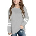 thumbnail image 1 of 3-14Y Girls Long Sleeve Shirts Color Block Casual Tops Spring Outfits 2026 Basic Tees Trendy Clothes Gray 13 Years, 1 of 6