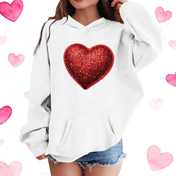 3-14Y Hoodie Sweatshirts for Girls - Soft Long Sleeve Pullover Stylish Shirt White 9-10 Years