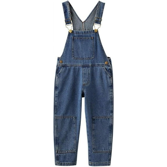 3-14Years Girls Jumpsuit Denim Overalls for Kids Big Kid Bib Overalls Girls Blue Adjustable Belts Denim Suspenders，Dark Blue,9-10Y