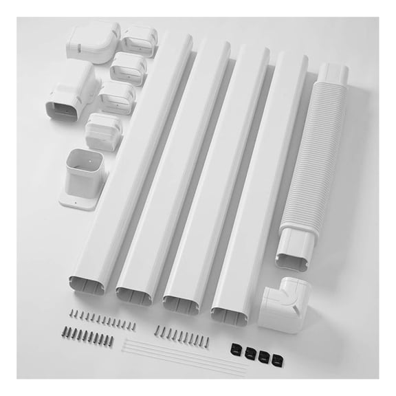 3" 15.5 Ft Mini Split Line Set Cover with Flexible Duct, Decorative PVC Lineset Cover Kit, Paintable for Air Conditioner, Central , HAVC & Heat Pumps Systems Tubing Cover, White