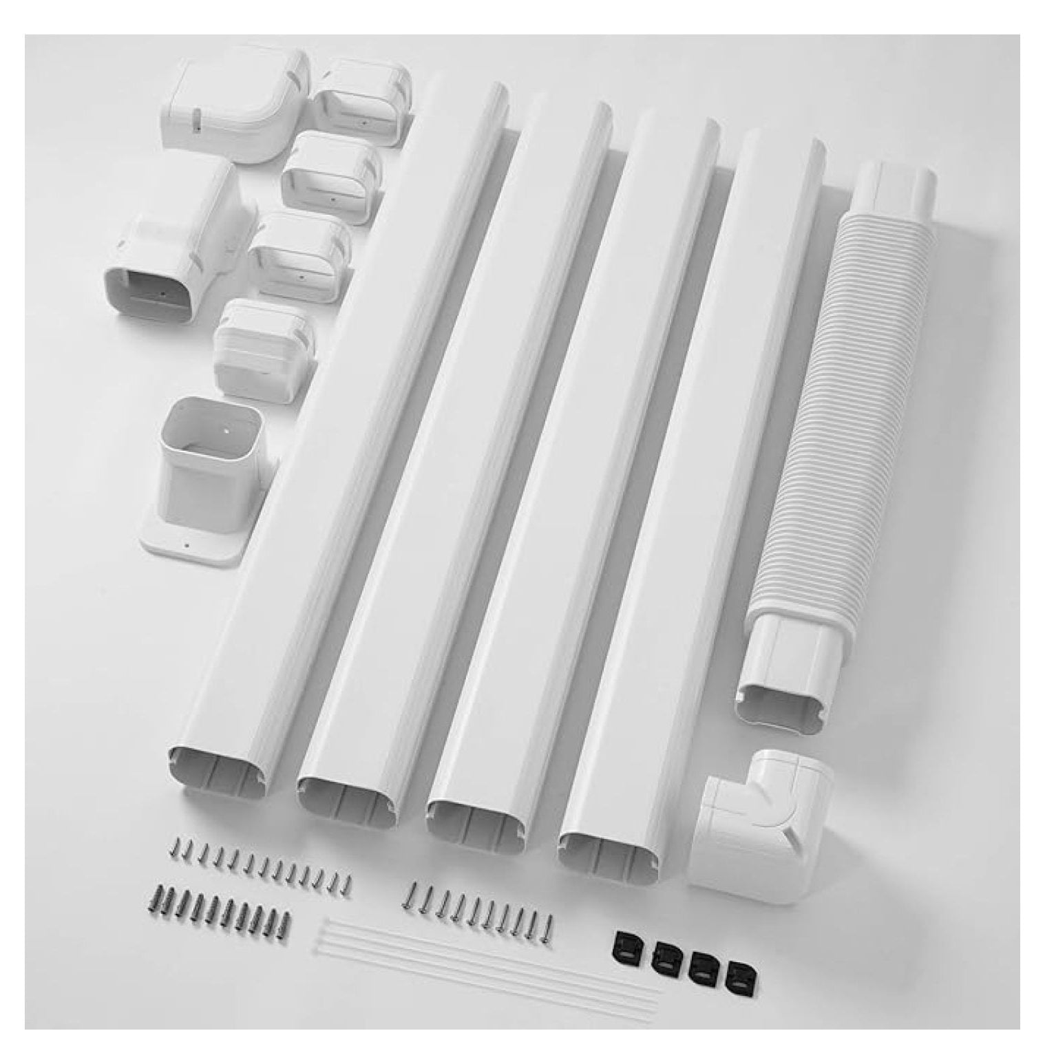3" 15.5 Ft Mini Split Line Set Cover with Flexible Duct, Decorative PVC ...