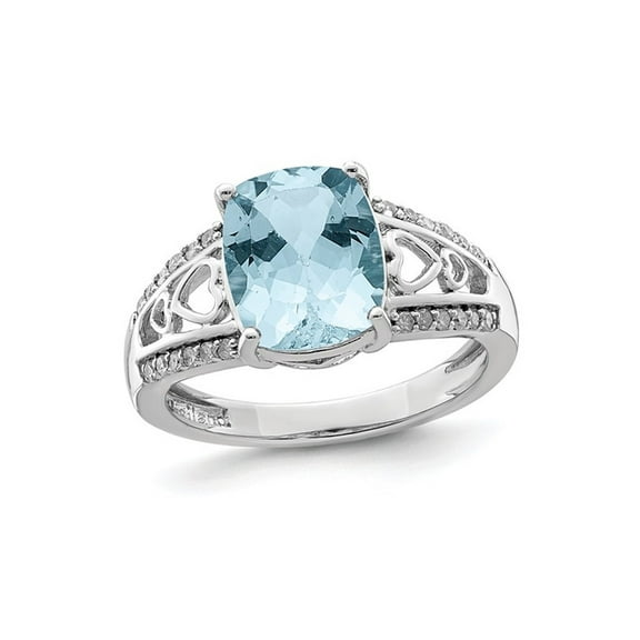 3.15 Carat (Ctw) Light Swiss Blue Topaz Heart Ring in Sterling Silver with Diamonds for Women