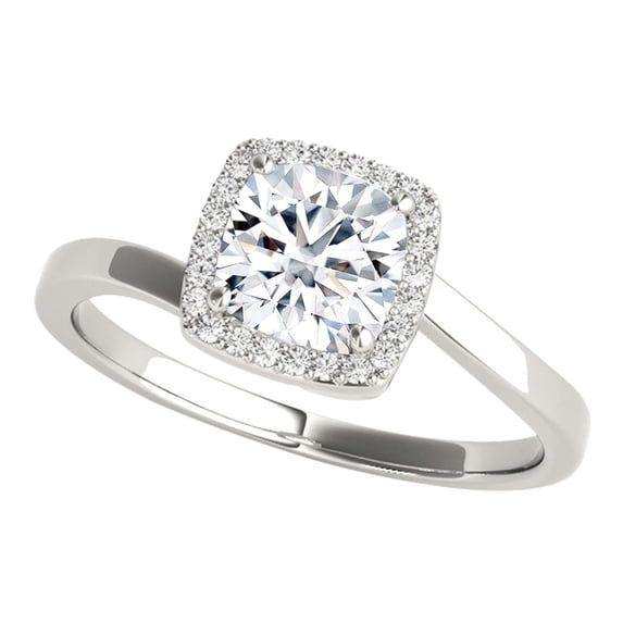 3.15 Carat Halo Moissanite & Natural Diamond Engagement Rings In 14K White Gold In Ring Size 6.5