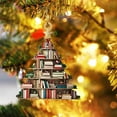 thumbnail image 1 of 3.15" Christmas Tree Shape Bookshelf Ornaments, Stacked Acrylic Books Xmas Hanging Decorations with Star Xmas Tree Topper, Hanging Home Pendants with Lanyard for Bookshelf Window Door, 1 of 6